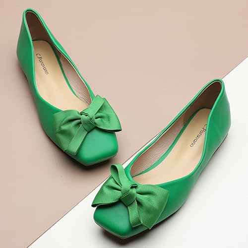 Miniatura 2 de C.Paravano - Zapatos planos para mujer, punta cuadrada , hechos de cuero, bailarinas sin cordones