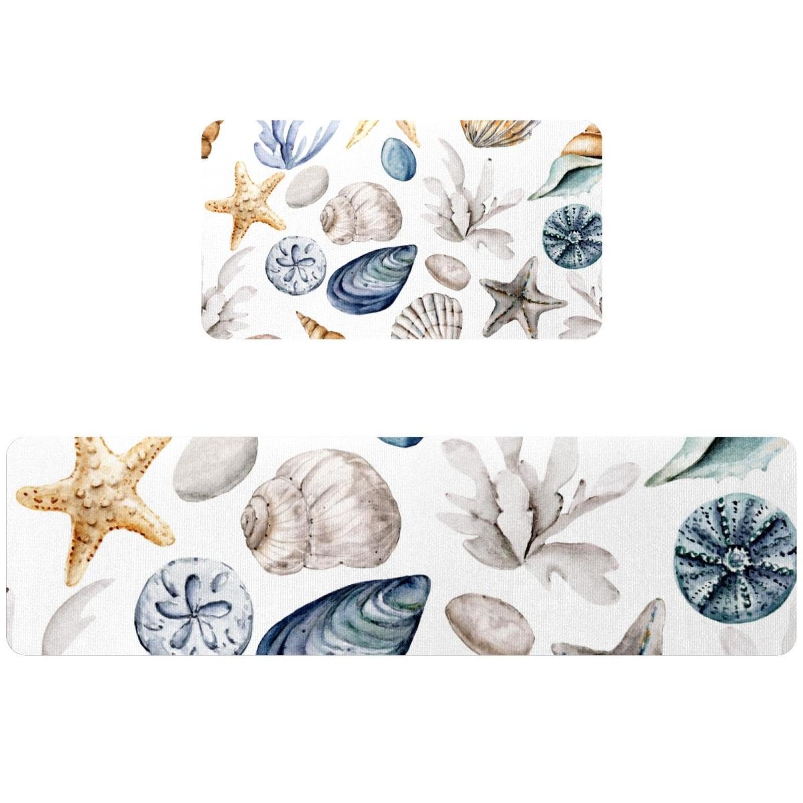 Tapis de cuisine à l'aquarelle lot de 2 tapis anti-glisse lavables en machine