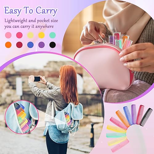 Miniatura 6 de HOFASON Paquete de 100 peines a granel para mujeres y niños, sin hogar, juego de peines de plástico envueltos individualmente, peines de viaje