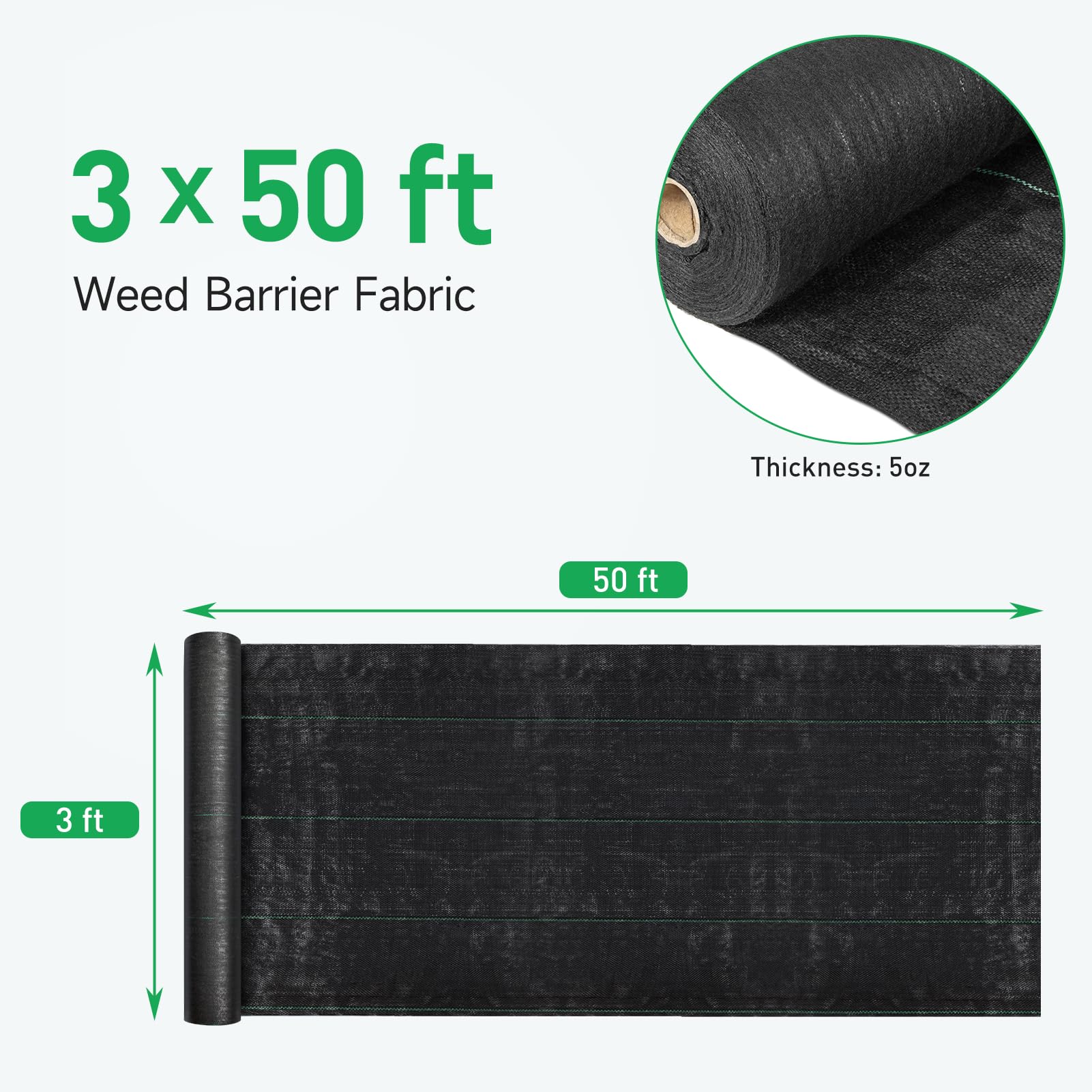 GreatBuddy Unkrautschutzvlies 90x30 M, 142 G/m² – Wasserdurchlässig, Für Garten & Gewächshaus