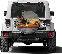 Vista 28 de Foruidea Cubierta para neumático de repuesto con bandera estadounidense y flor de girasol con orificio para cámara de respaldo. Cubierta para rueda