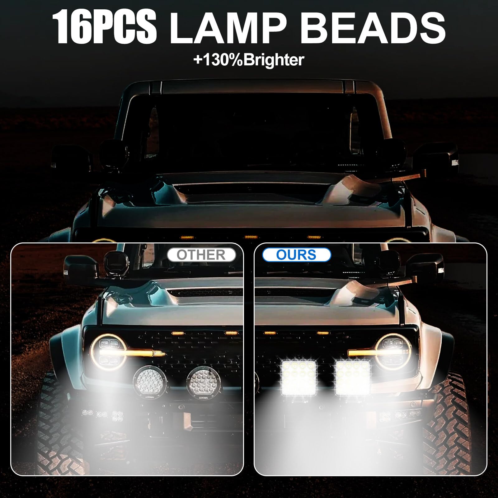 4 Fari A LED Da 48W 12V 4320 Lm 6500K IP67 Per Trattori, SUV, Moto, Barche, Impermeabili E Resistenti Agli Urti