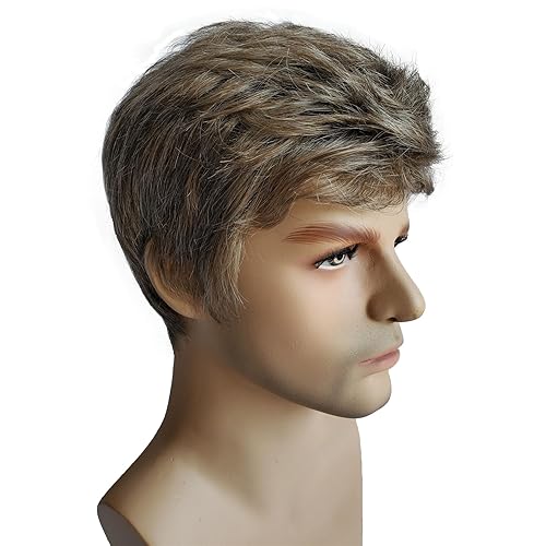 Miniatura 9 de Hombres Corto Recto Peluca gris sintético Pelucas Naturales para hombres moda wiginway