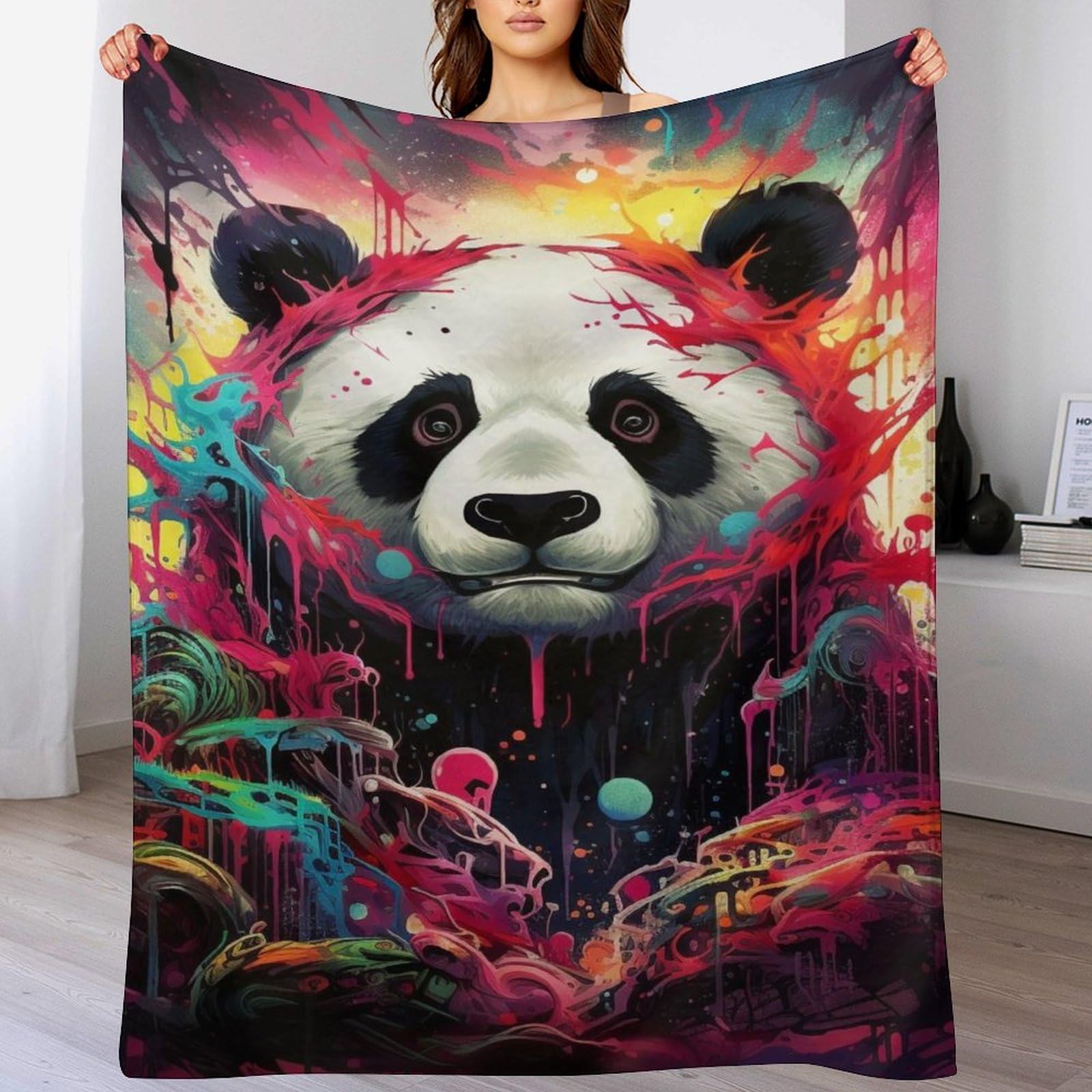 Couverture panda polaire en flanelle chaude et moelleuse de grande taille 150x200cm