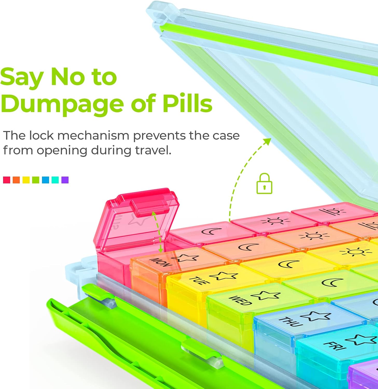 Versus Standard: AUVON iMedassist's Weekly Pill Box with Moisture-Proof, 4x Daily, Removable Containers for Travel