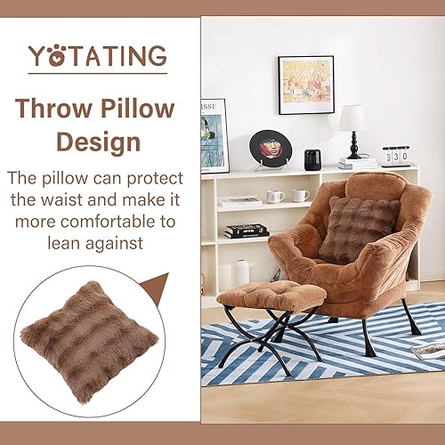 Miniatura 6 de Silla Lazy con otomana, cómoda silla de lectura con reposapiés y almohada, moderna silla de descanso con reposabrazos y bolsillo lateral para sala