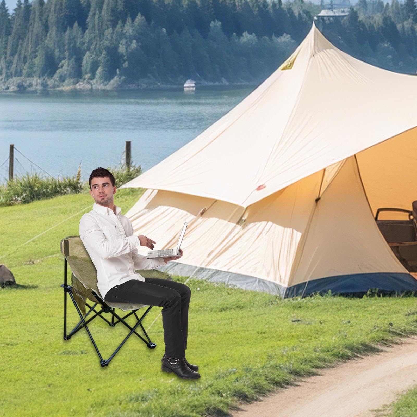 Sedia Pieghevole Da Campeggio Portatile Design Ergonomico Mesh Traspirante | Portatile Sgabello da Riposo, Attrezzatura da Esterno per Campeggio, Pesca, Trekking, Picnic, Viaggio
