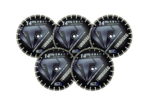 Paquete de 5 cuchillas de diamante segmentadas turbo de uso general de 0.472 in para hormigón