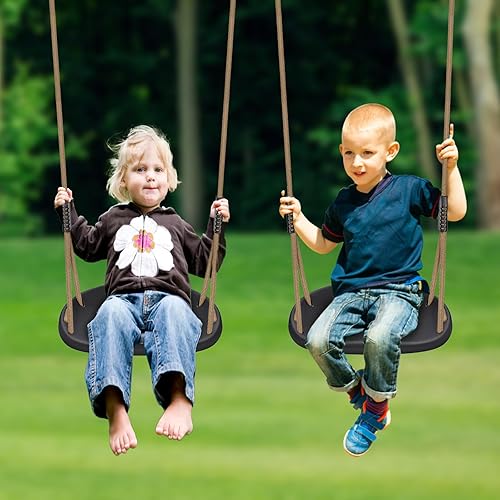 Miniatura 7 de Paquete de 2 columpios resistentes de capacidad de 500 libras con tabla de columpio más ancha y cuerda ajustable en altura de 50 a 80 pulgadas,