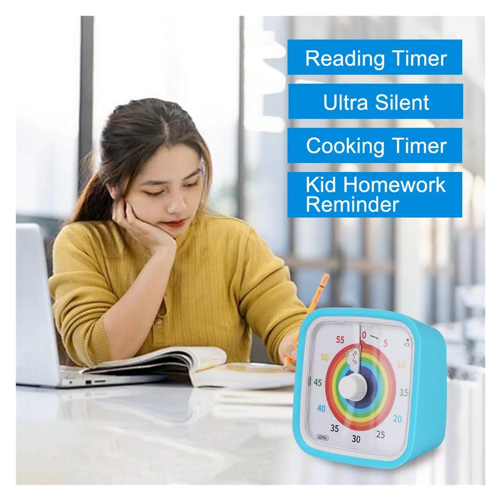 Timer, Countdown-Timer, Plan-Timer, digitaler Timer, Küchentimer, Selbstauslöser for Kinder(Light Blue)