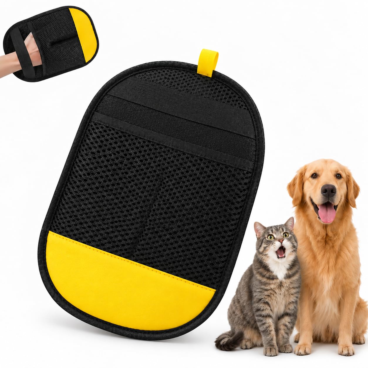 KYNIX Guante de depilación de mascotas para perros y gatos, guante electrostático reutilizable para quitar el pelo de mascotas, para muebles, sofá, asiento de coche, alfombras y ropa, guante de aseo
