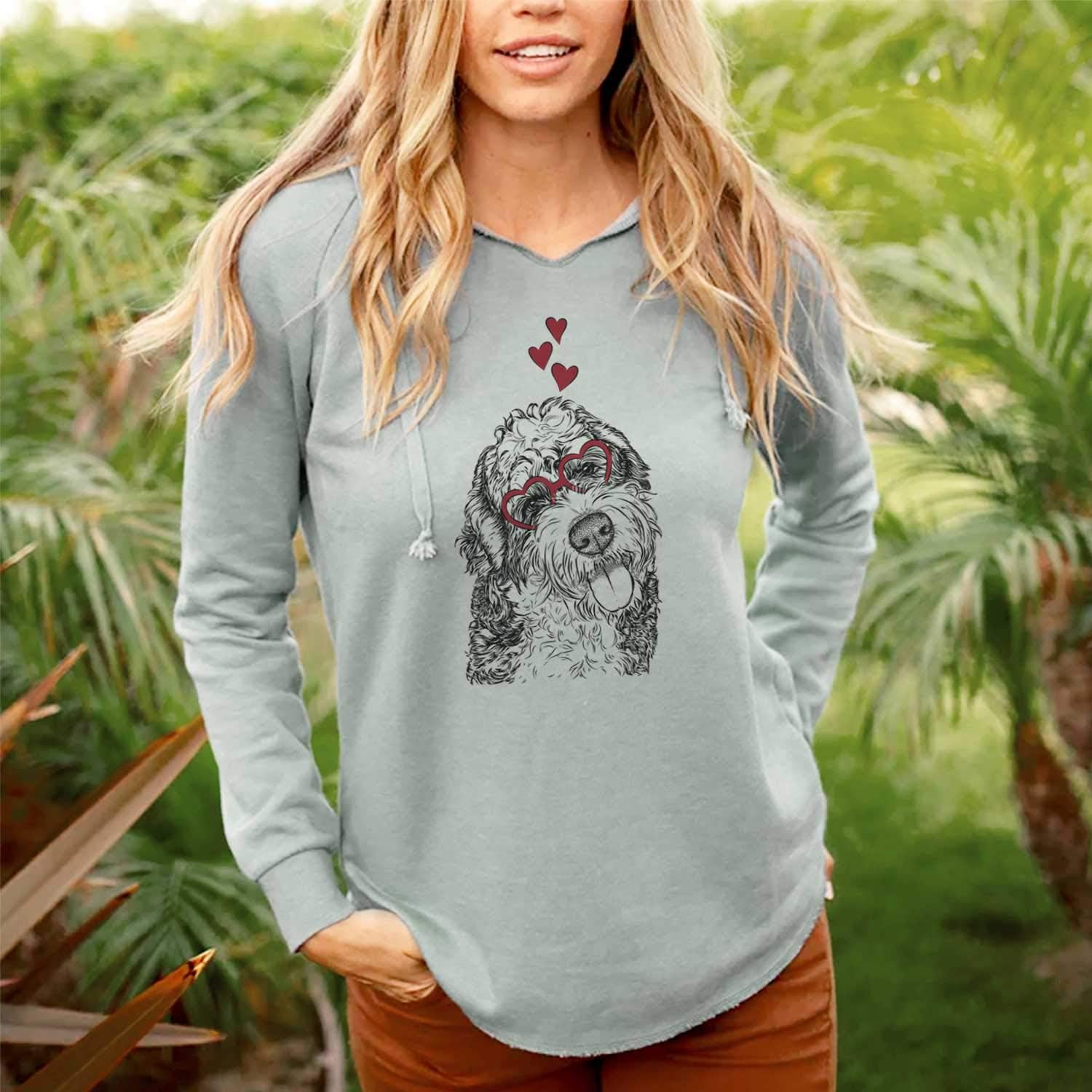 Inkopious Valentine Kaci The Bernedoodle - Women's Cali Wave Hooded Sweatshirt