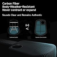 Vista 6 de Populele Ukelele Smart Concert - Ukelele de fibra de carbono de 23 pulgadas con 72 luces LED, lecciones en línea gratuitas y biblioteca