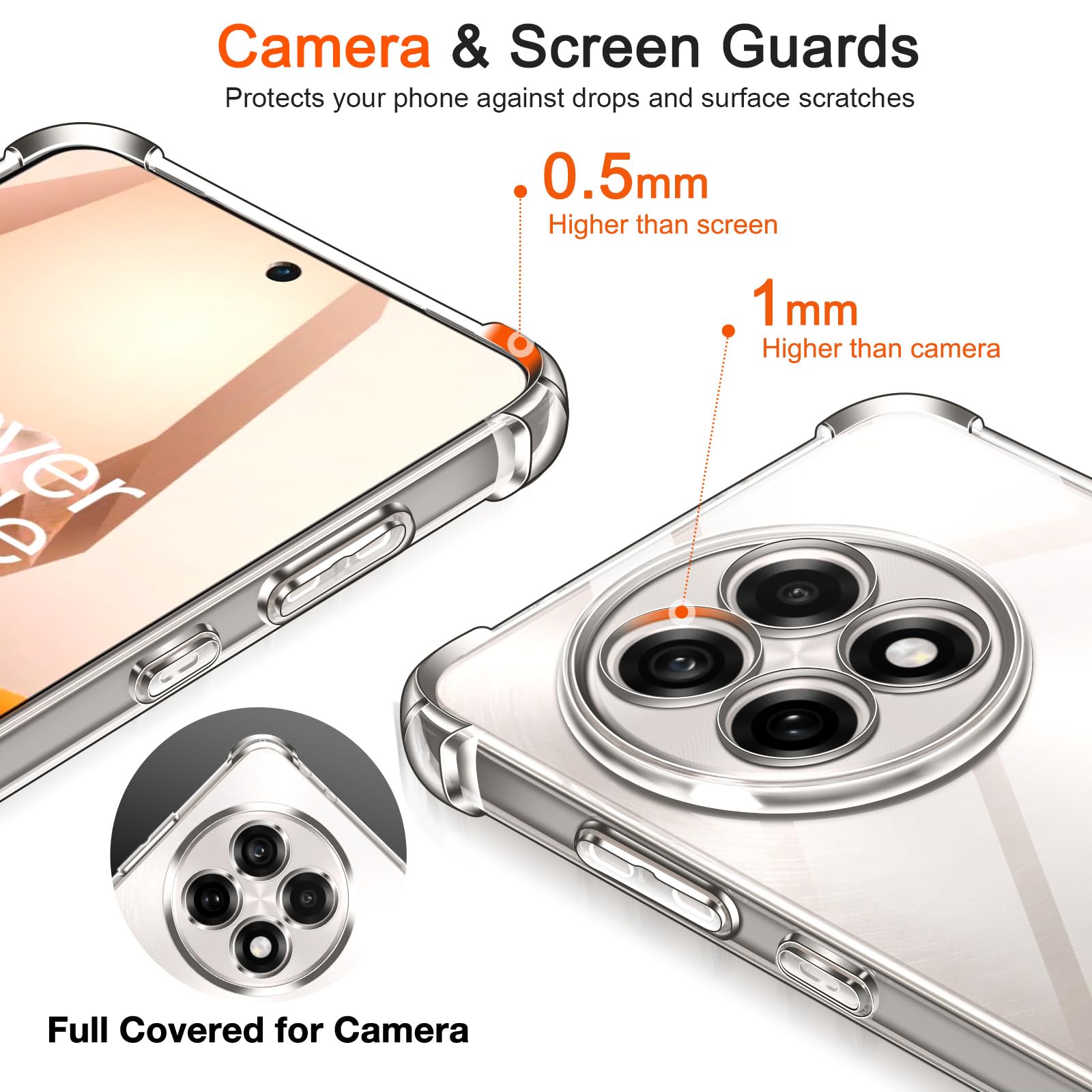 iVoler Cover per Oneplus Nord 3 5G, Custodia Trasparente per Assorbimento Degli Urti con Paraurti in TPU Morbido, Sottile Morbida in Silicone TPU Protettiva Case