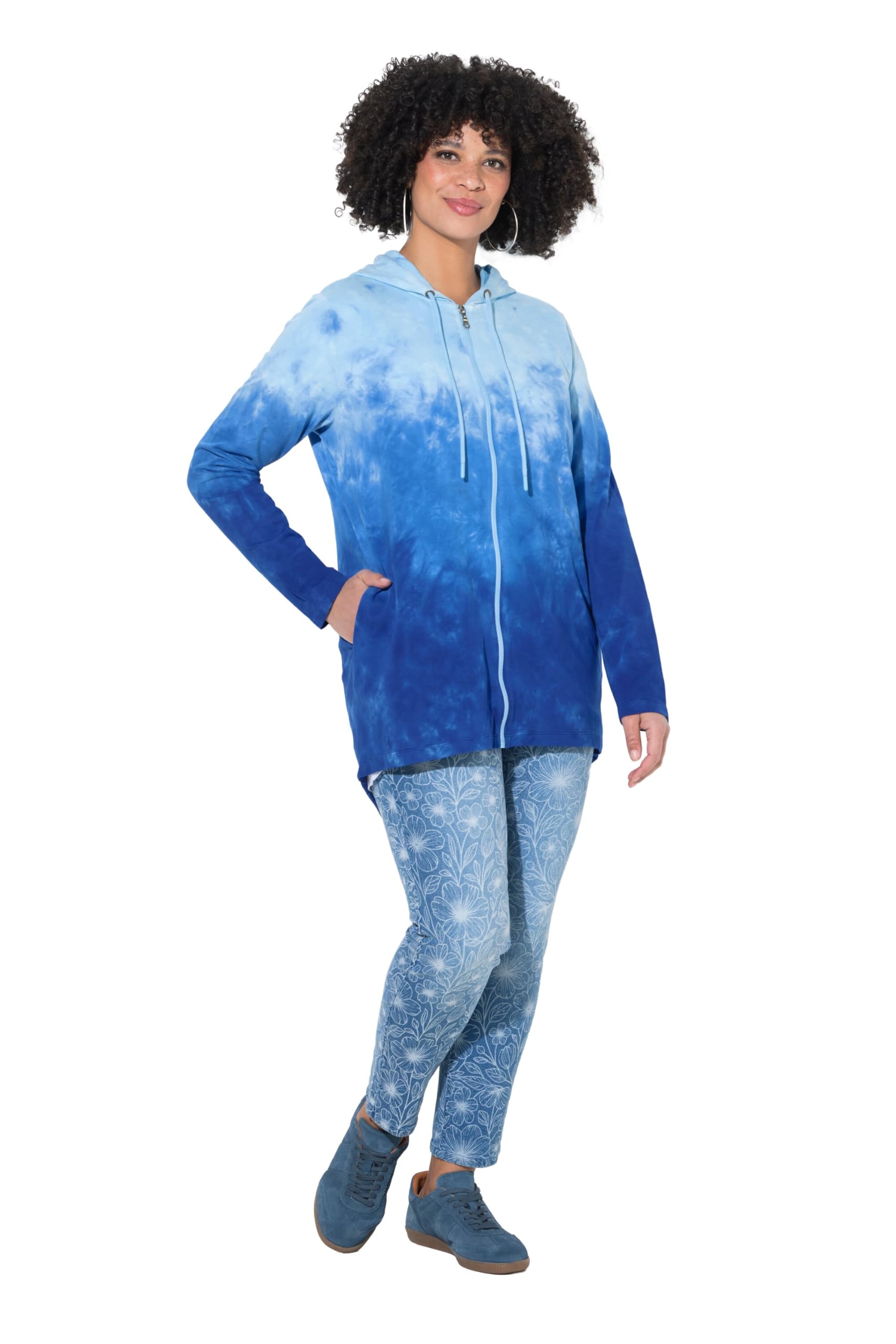 Angel of Style Damen große Größen Übergrößen Plus Size Sweatjacke, A-Linie, Farbverlauf, Kapuze 850889