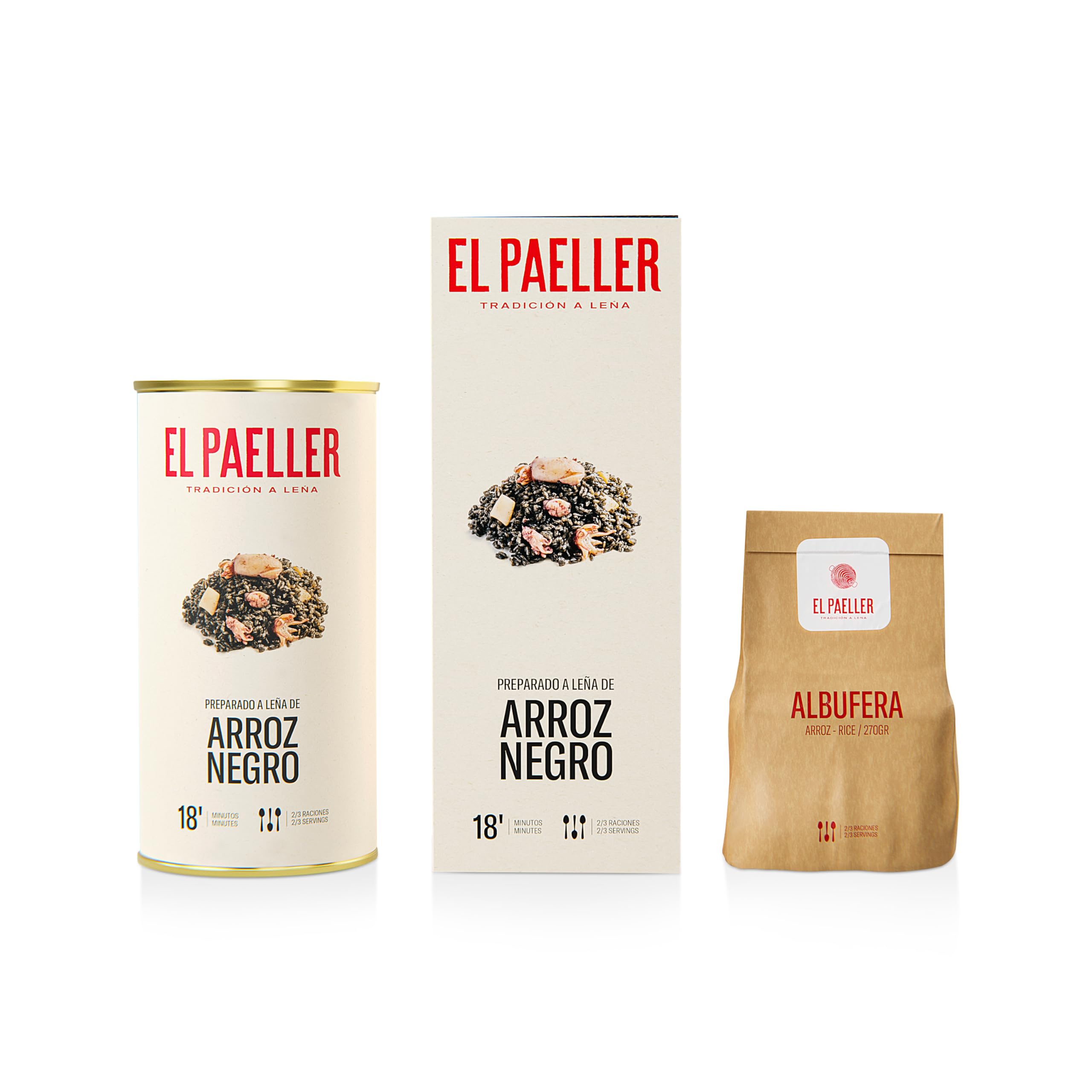 EL PAELLER - Preparado Arroz Negro | Sabor Auténtico | Cocinado Artesanalmente a Leña | Ingredientes 100% Naturales | Para 2-3 Personas | Fácil de Preparar en solo 18 Minutos | Sin Gluten