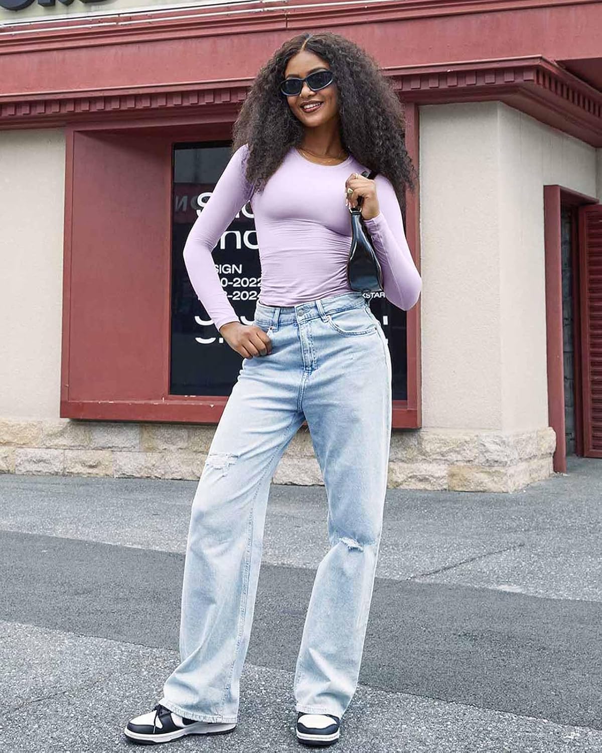 SUUKSESS Women Double Lined Fitted Basic T Shirts Crew Neck Long Sleeve Crop Top - Image 3