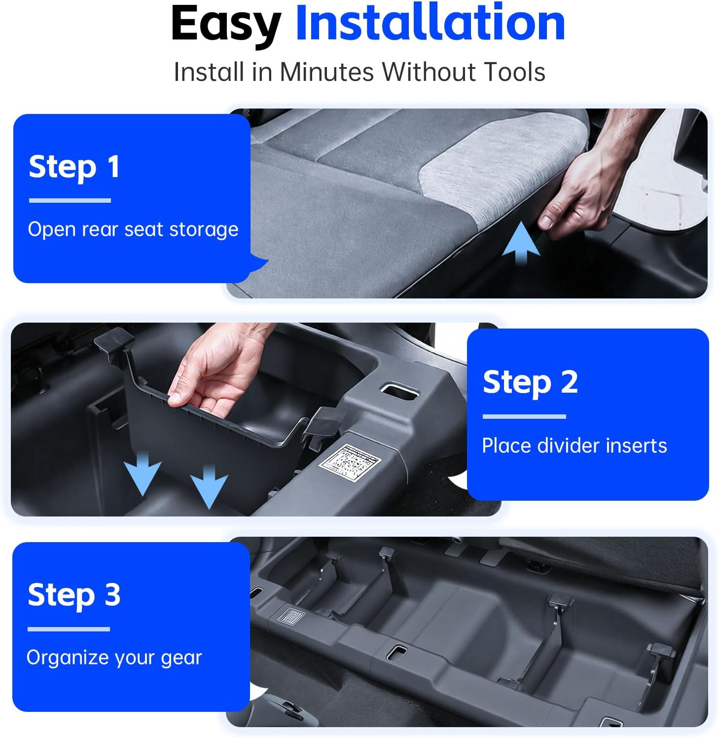 EDBETOS Rear Under Seat Dividers for 2022-2026 Ford Maverick Fuel Version image 5