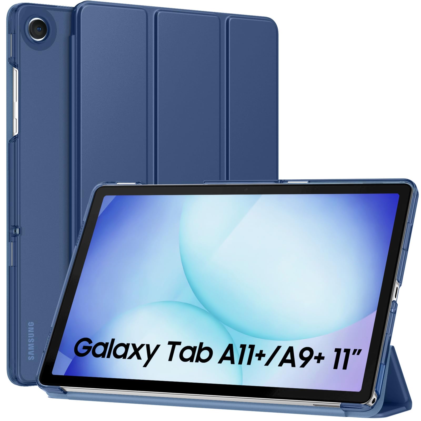 MoKo Slim Case for Samsung Galaxy Tab A11+ Plus/ A9+ Plus 11 Inch, Denim | Smart Stand Hard PC Translucent Back Shell Cover for Galaxy Tab A11+/A9+ Tablet, Auto Sleep/Wake, 2 Adjustable Angle