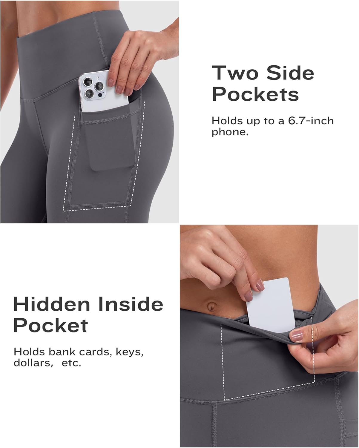 ATHVOTAR Biker Shorts Women with Pockets - 3"/5"/8" High Waisted Workout Spandex Tummy Control Gym Running Yoga Shorts - Image 3