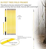Vista 6 de Podadora de poste de árbol de 30 pies, mango duradero para recortar árboles, ramas manuales para herramientas de jardín, podadoras, sierras de poste
