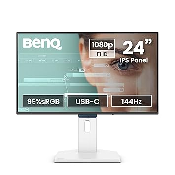 BenQ GW2490TC 24" IPS 144Hz FHD Eye-Care Monitor |99% sRGB|1500:1 CR|USB-C(20 W)|2Wx2 Speakers|Height, Tilt, Pivot & Swivel| Ultrathin Bezel| HDMI |DP| AMD FreeSync|TÜV Rheinland 4-Star(White)