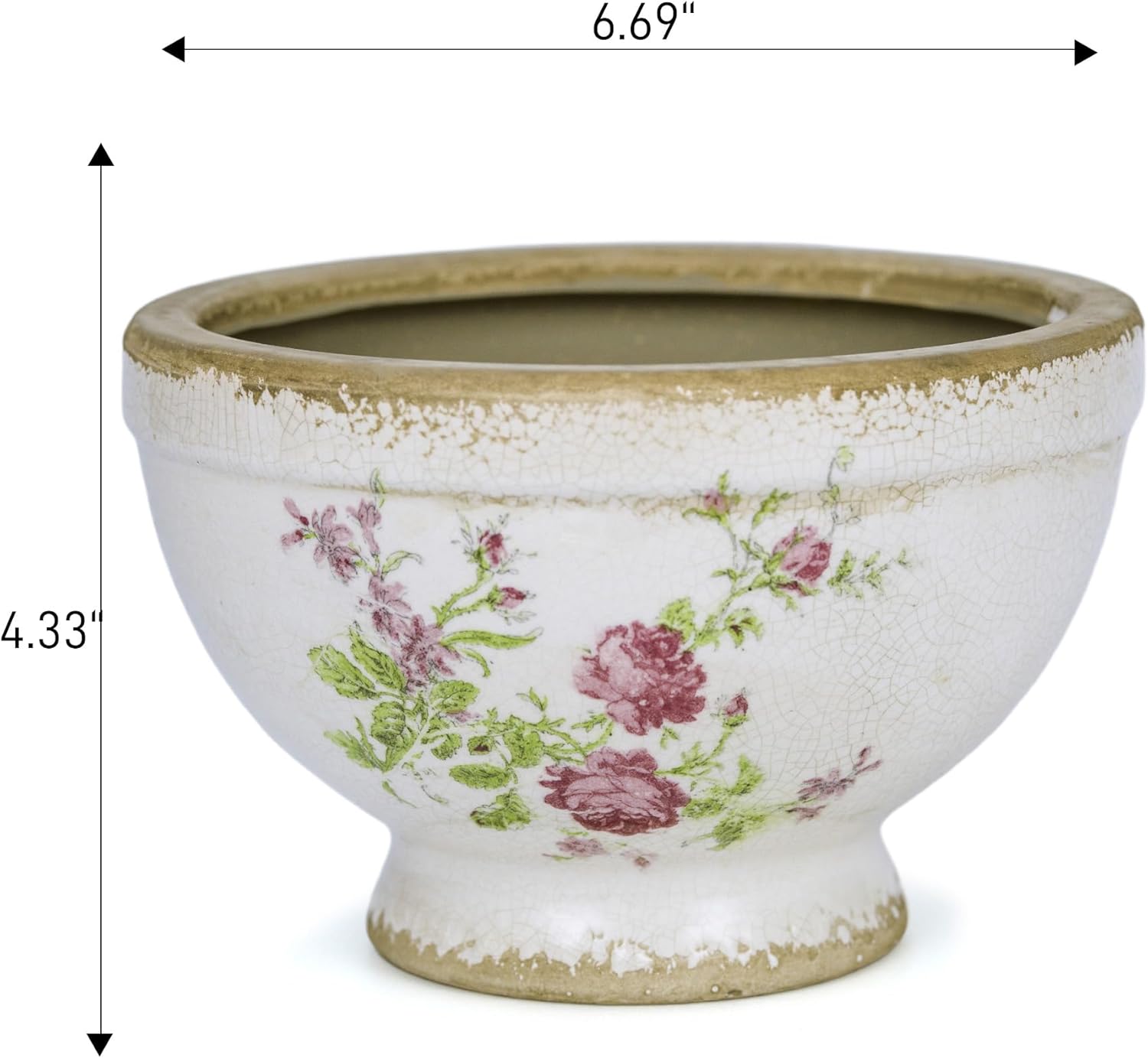 Dosayes Vintage Ice Crackle Grazd Ceramic Flower Pot with Drainage Holes, 4.33 Inch Rustic Planter for Indoor Plants, Outdoor Garden, Farmhouse Gift Tuscan Decor (Pink)