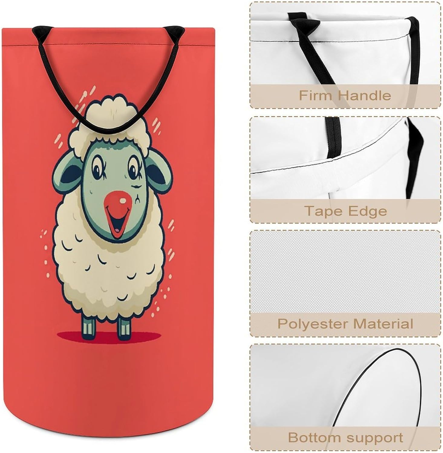 Large Laundry Basket Adorable Sheep Printed Laundry Hamper Clothes Hamper Basket Storage Dirty With Handle For Use in Laundry Rooms Bedrooms Bathrooms Dormitories