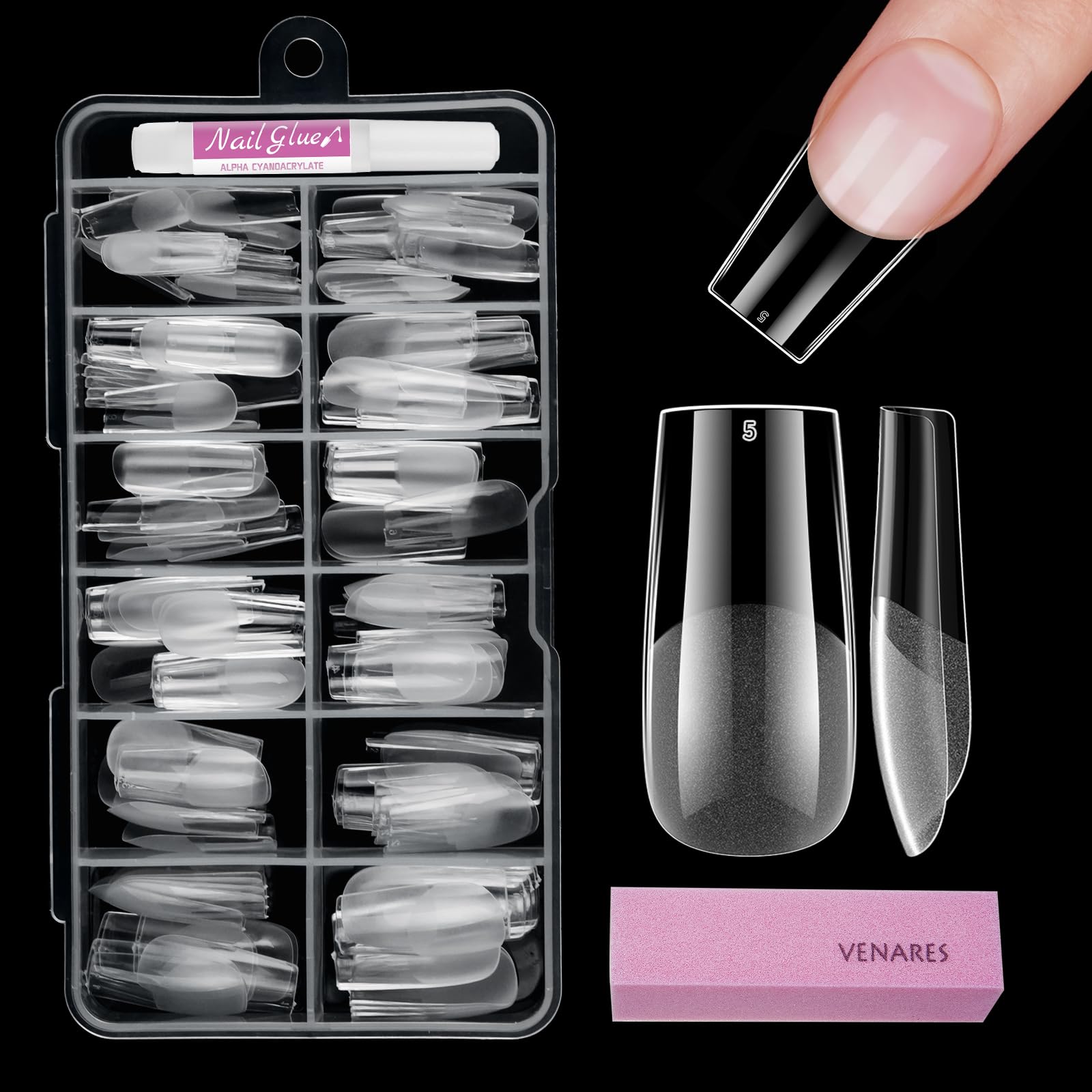 Venares 120 Stück Extra Kurze Nagel Tips für Gelnägel, 12 Größen Vollständige Abdeckung Weiche Gelspitzen Kurze Nagelspitzen Tips Künstliche Nägel zum Aufkleben Kurz