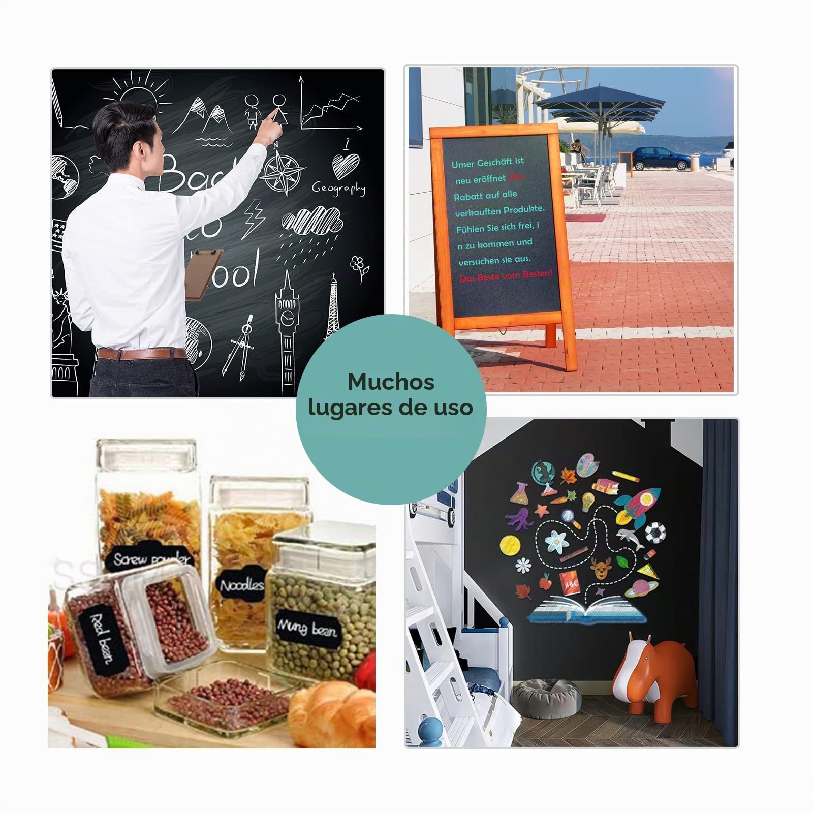 Pizarra Tiza Magnéticas, 60×100cm Pizarras Adhesiva Pared Pegatina, Papel Decorativo de Pizarra Negra Rollo, Borrable Yfácil de Escribir, Adecuado Para Cocina, Dibujo Infantil, Escuela, Hogar