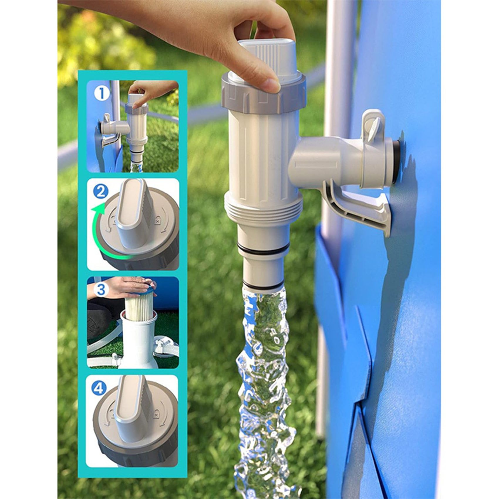 4X Adaptador de Manguera de Piscina, Soporte de Manguera de Piscina y Válvula de Émbolo, Piezas de Repuesto para Piscinas Elevadas,B