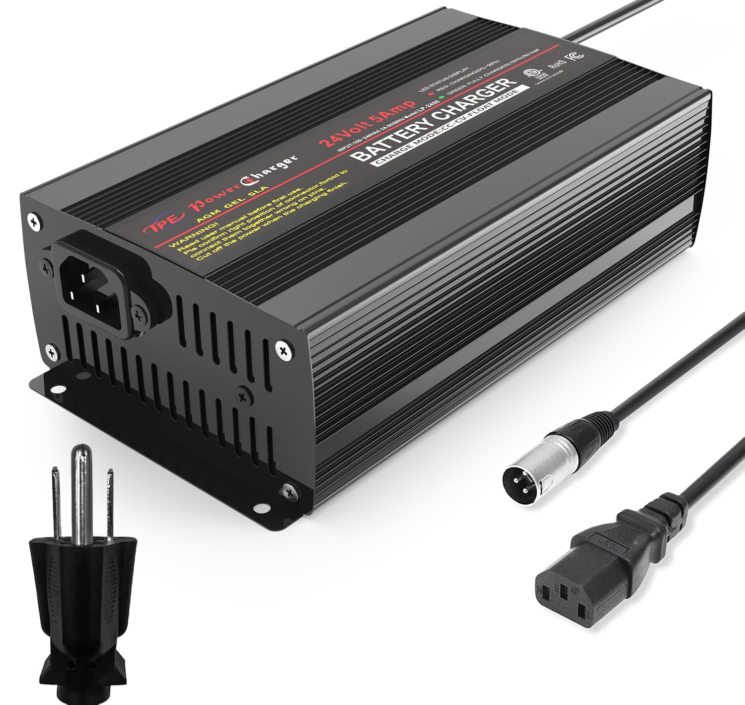 24V 5A Battery Charger, Automatic Smart Battery Charger, Trickle Charger Maintainer for Wheelchair