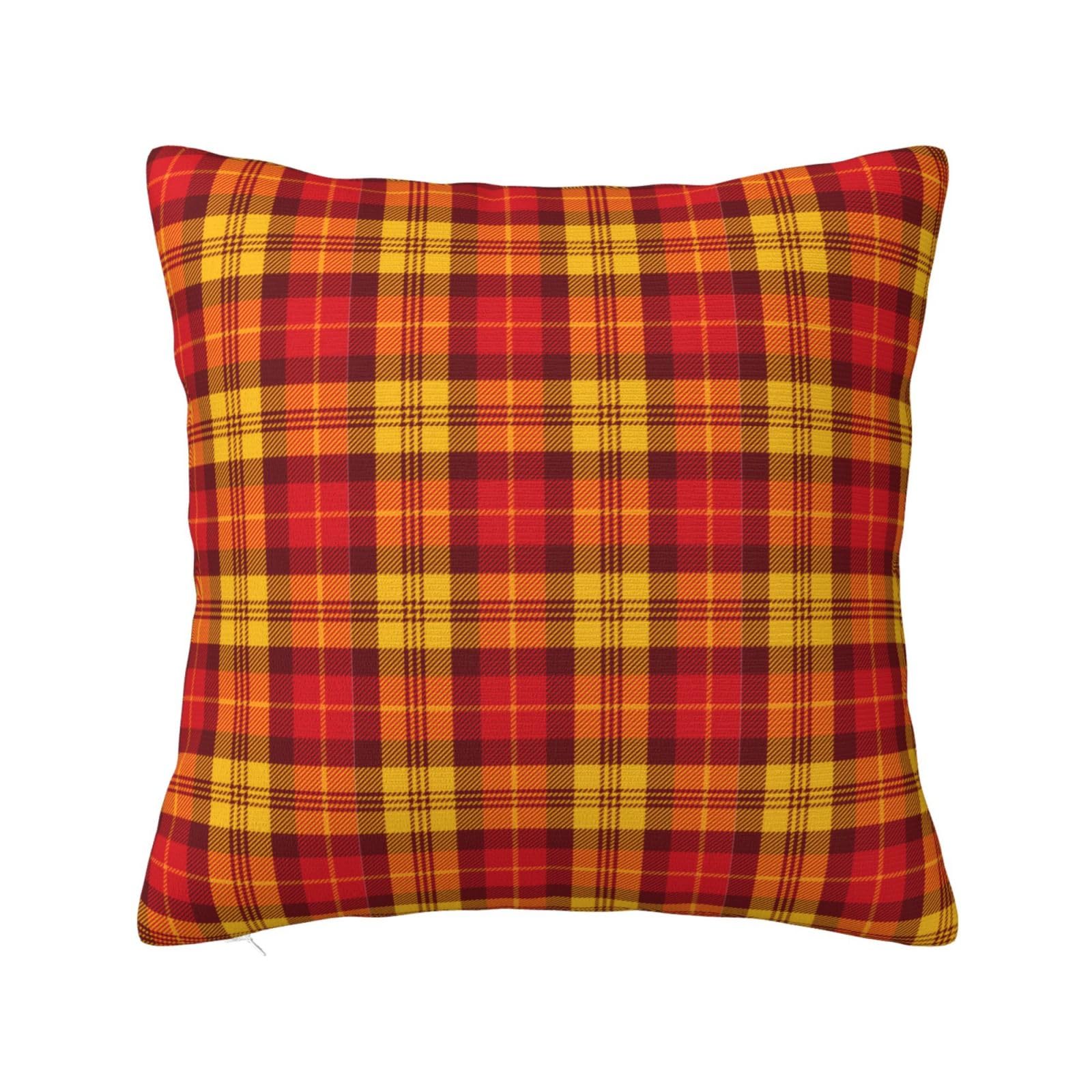 Retro Plaid Rustic Orange Autumn Fall Tartan Pillowcase 24"x24"