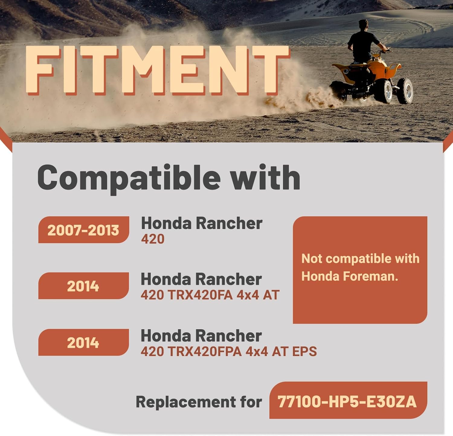 KUAFU Complete Seat Compatible with 2007-2013 Honda Rancher 420 TRX420 2014 Rancher 420 FA FPA Replacement For 77100-HP5-E30ZA Seat Cover