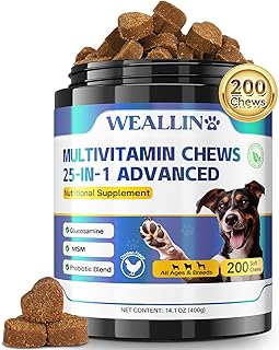 25-in-1 Dog Multivitamin Chews: Glucosamine, Probiotics & Omega-3 for Comprehensive Health (200 Pcs)