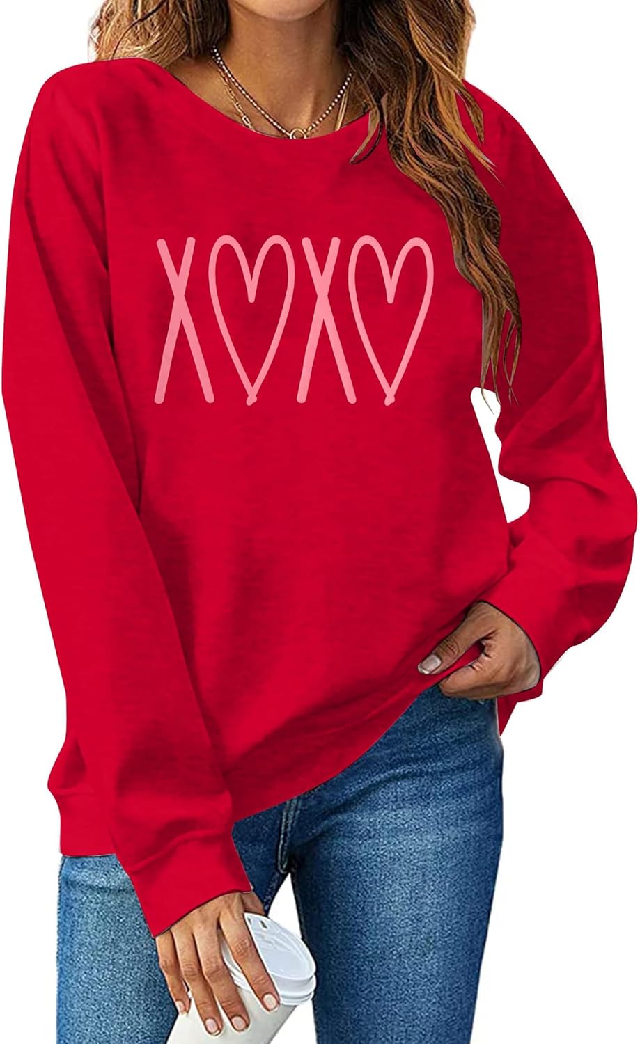 SFHFY Valentines Sweatshirt Women Cute Love Heart Sweater Valentine Pullover Shirt Casual Heart Long Sleeve Tops
