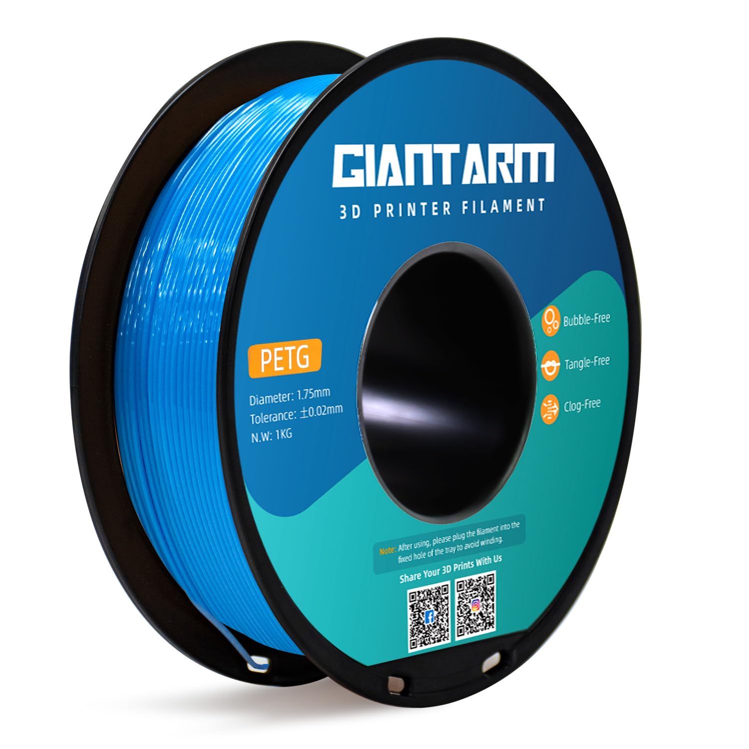 PETG Filament per Stampante 3D (1kg Blu acqua, PETG)