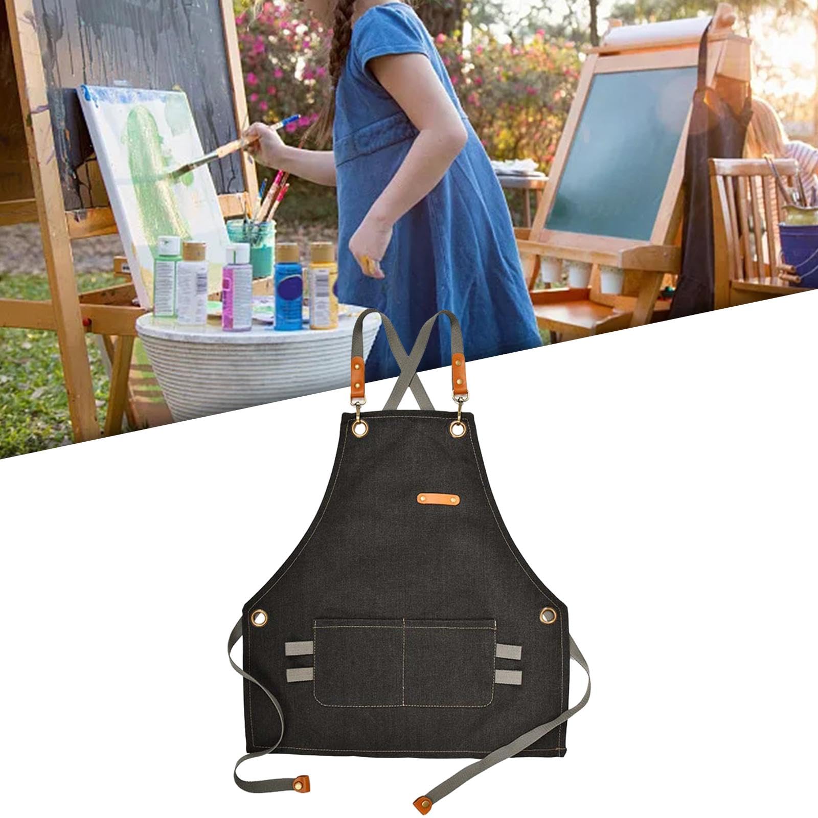 rockible Tablier pour Enfants Tablier de Chef pour Enfants Peinture Jouets Tablier de Cuisine Étanche à l'huile, Tablier de Peinture, Noir, S