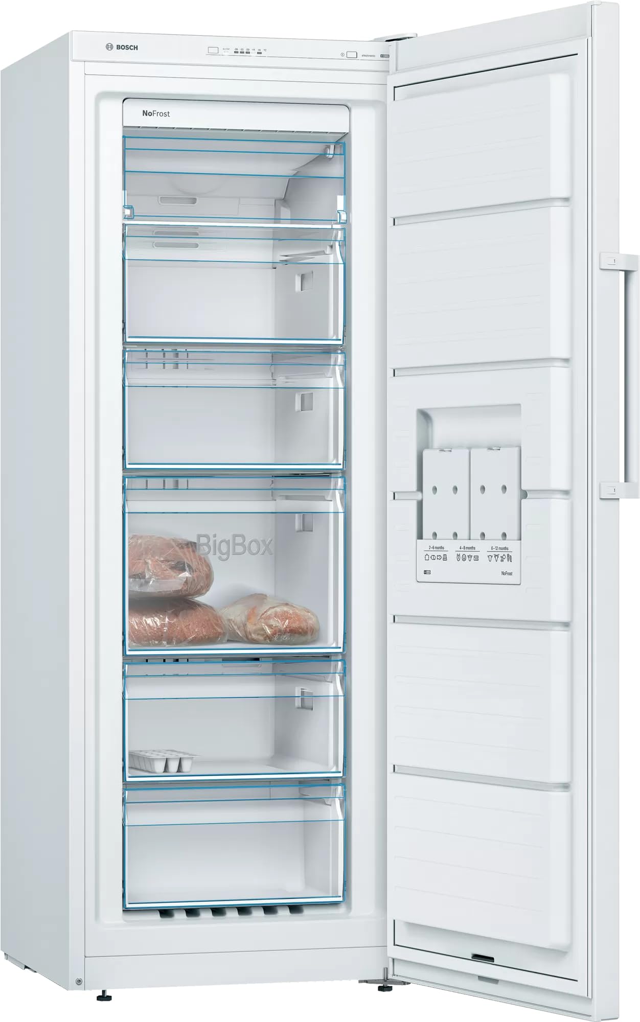 Bosch GSN29VWEV | Serie 4 congelador Armoire Nofrost 161X60X65 A++ | 161 x 60 cm, blanco, 200 L, Vario Zone, cajón de congelación Big Box, SuperFreezing, alarma de puerta abierta