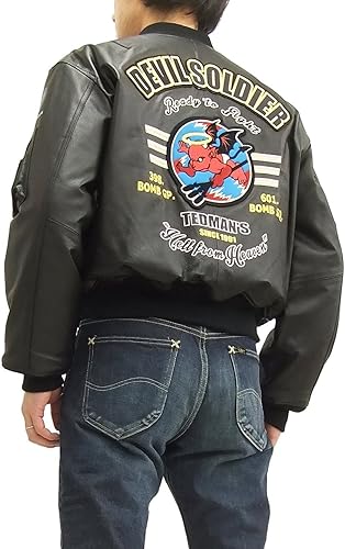 ビッグサイズ44 TED MAN バックロゴ レザー MA-1 ブラック ビッグサイズ44 TED MAN バックロゴ レザー MA-1 ブラック