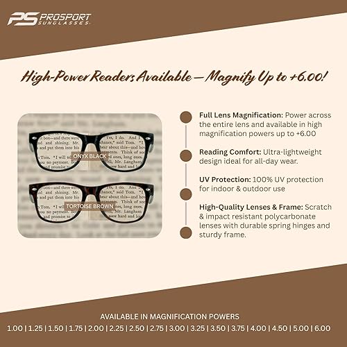 Miniatura 4 de proSPORT Lentes de lectura vintage de inspiración retro para hombres y mujeres, de alto aumento disponibles