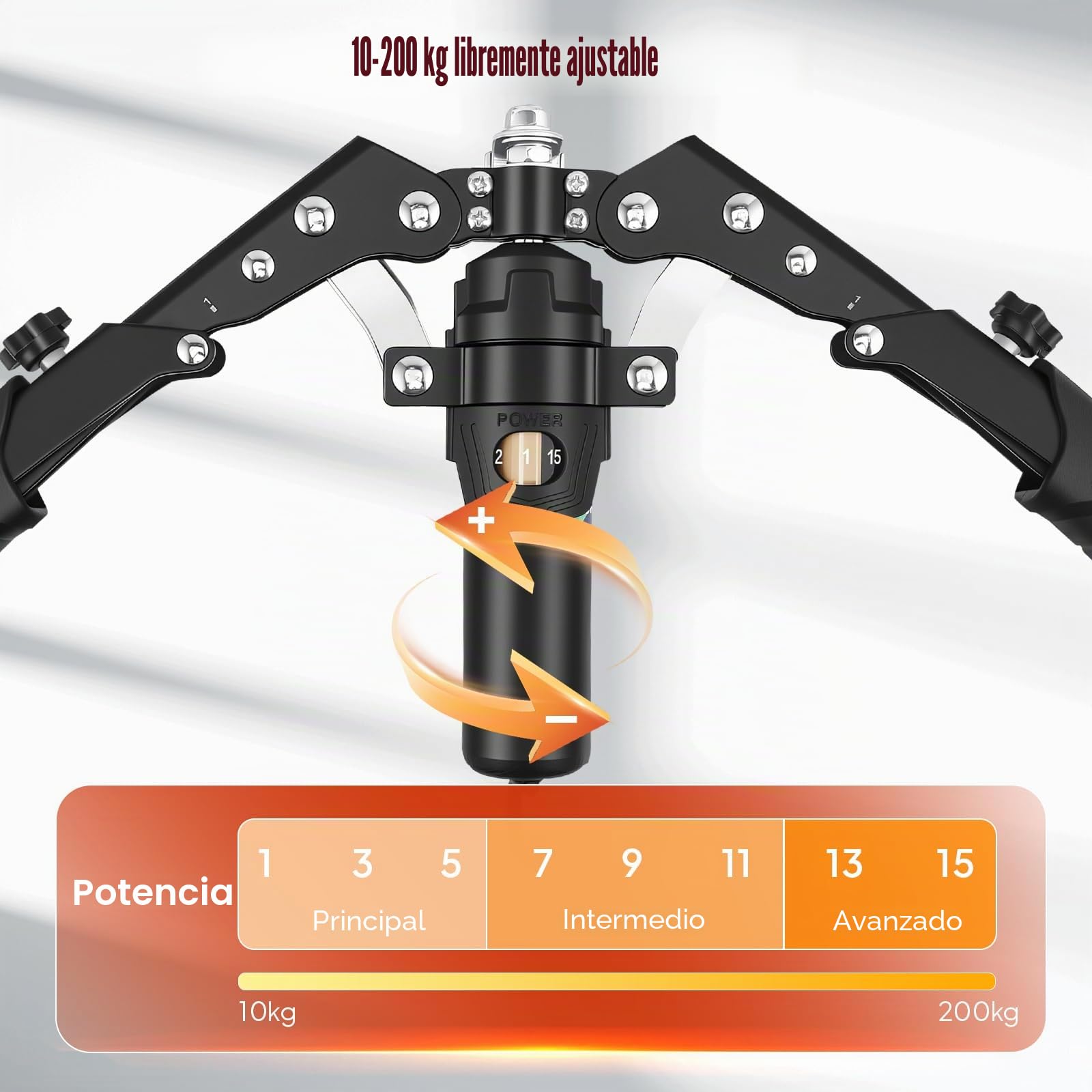 2 en 1 Power Twister 10 ~ 200 kg, ejercitador de brazos y abdominales, dispositivo de entrenamiento hidráulico ajustable, para hombros, antebrazos, tríceps