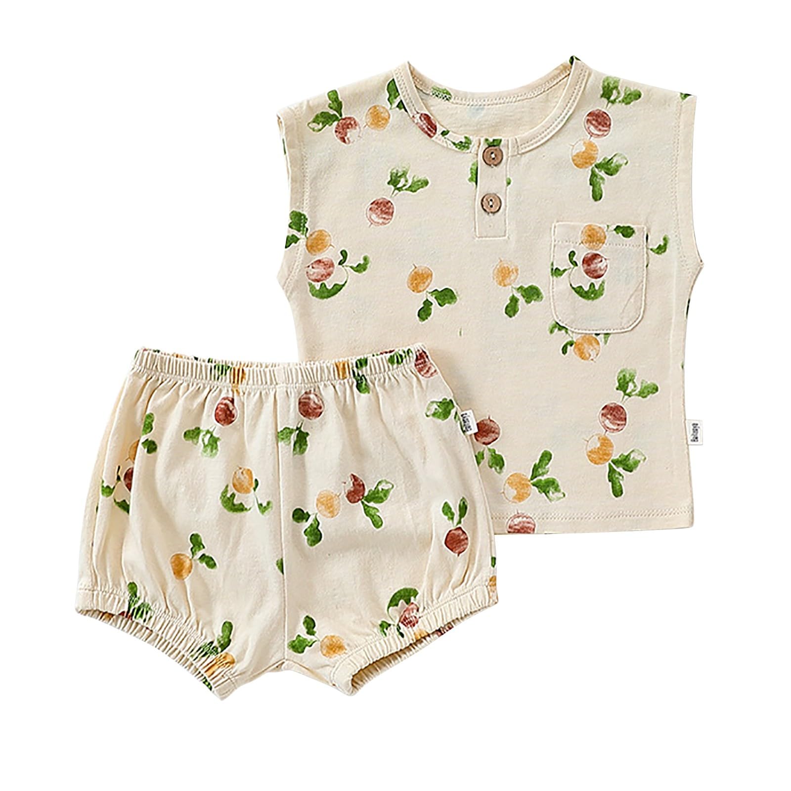 Conjunto de Verano para niños Conjunto de Dos Estampados sin Mangas de algodón para bebé Ropa De Vestir Completo