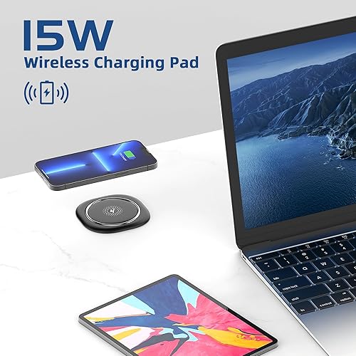 Miniatura 3 de Jgstkcity Toma de corriente desplegable para encimera con cargador inalámbrico de 15 W, puertos USB C de 20 W, resistente a manipulaciones,