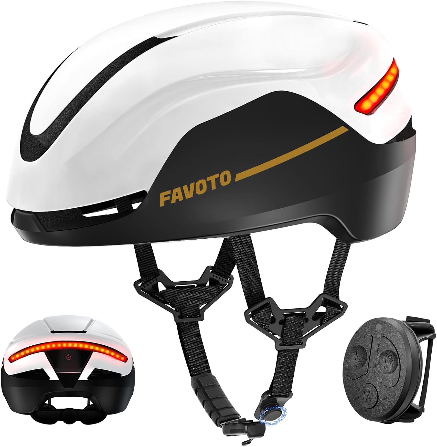 Favoto Smart Bike Helmet with Light – Dual Shell CPSC Certified Ebike Helmet with Turn Signals for Road Cycling City Commuting