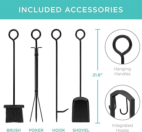 Miniatura 10 de Best Choice Products - Soporte para almacenamiento de leña (5 piezas, hierro forjado, para interior y exterior, para guardar leña)