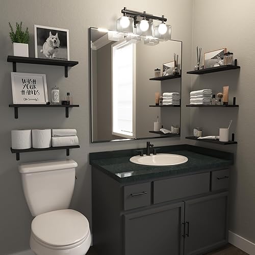 Miniatura 2 de Estantes flotantes, 8 juegos de estantes de pared, estantes flotantes de madera para decoración de pared de dormitorio, estante flotante de baño