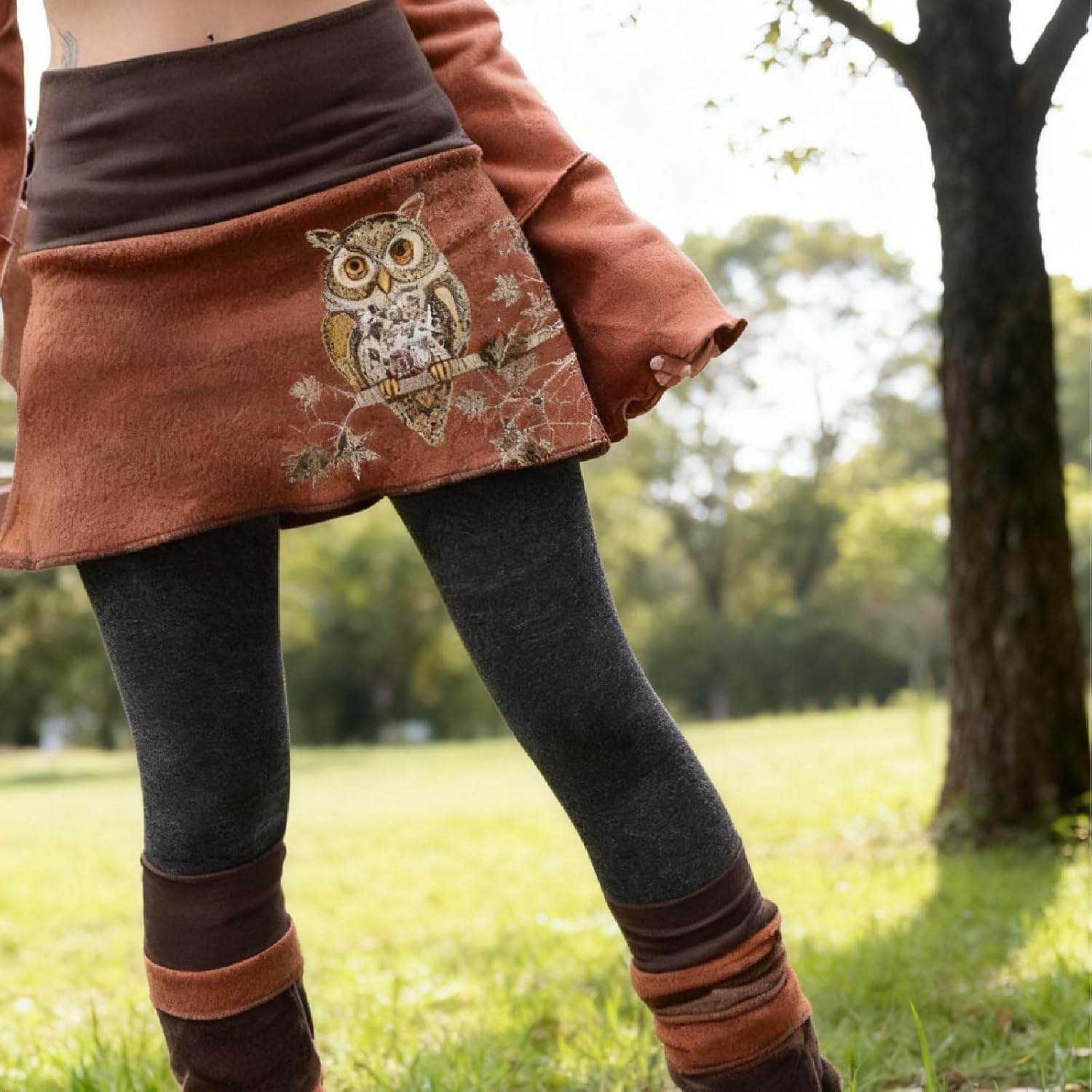 Women's Skirted Leggings Asymmetrical Skirt High Waisted Leggings Soft Stretchy Pants Running Athletic for Autumn Winter