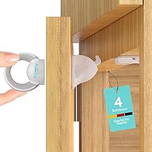 Homery Child Lock Magnetic [4 Locks, 1 Key] - Magnetic Child Lock Cabinet, Drawer Lock Magnet, Magnetic Cabinet Lock Invisible, Cabinet Lock Baby No Drilling
