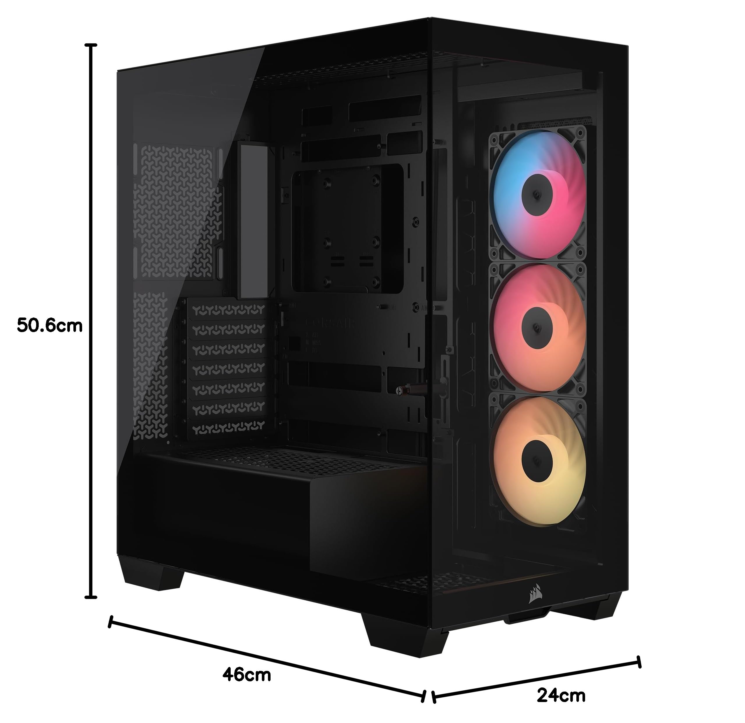 CORSAIR 3500X RS-R ARGB Boîtier PC Mi-Tour Vitre Panoramique 3 Ventilateurs RS120-R ARGB Noir